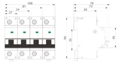 Схема габаритов выключателя FB1-125 ECO 3P C80